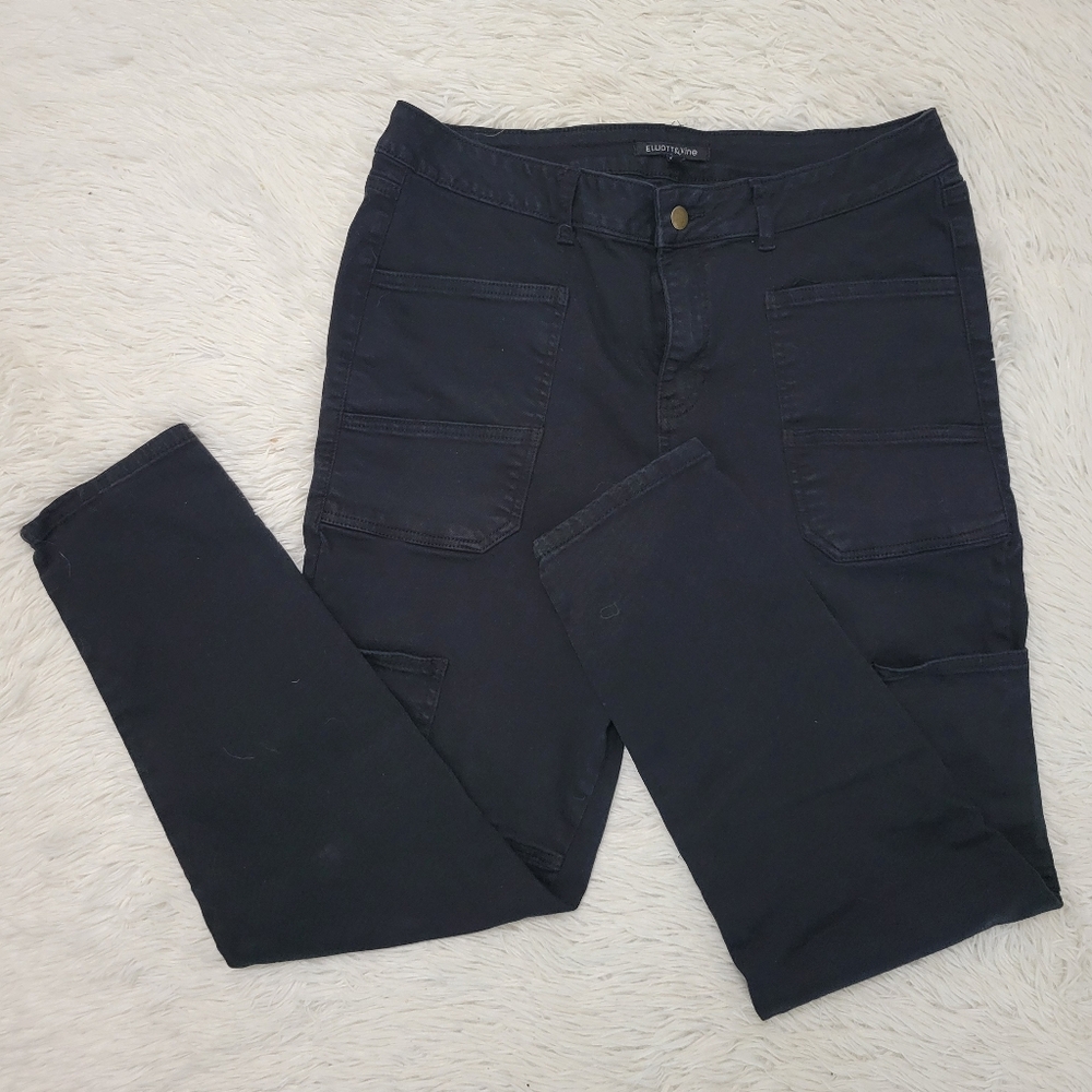 Elliott & Vine Sz 14 Black Stretch Cargo Pants Womens Skinny Jeans with Pockets